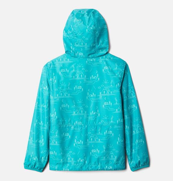 Columbia Pixel Grabber Rain Jacket Blue For Girls NZ57896 New Zealand